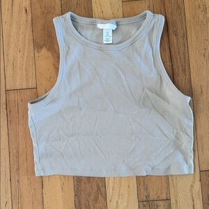 H&M | Cream Sleeveless Crop Tank Top | size L